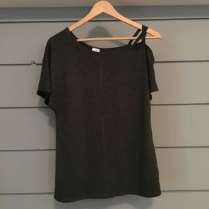 One Shoulder Olive Green Knit Top | Kaileigh